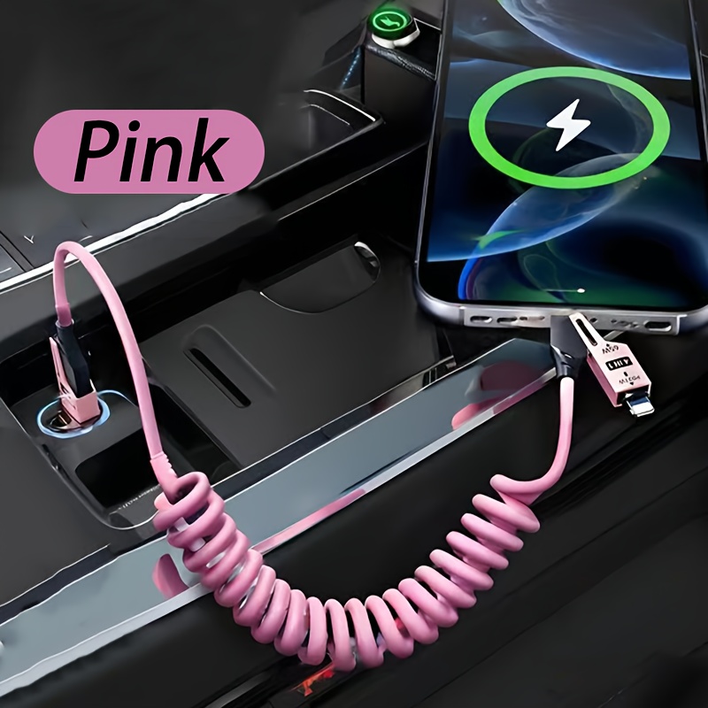 4-in-1 Charging Data Cable, Retractable , Ultra-fast Charging And Data Sync, Charging, Suitable For Iphone, Ipad, , Huawei, Oppo, And Other Mobile Phones