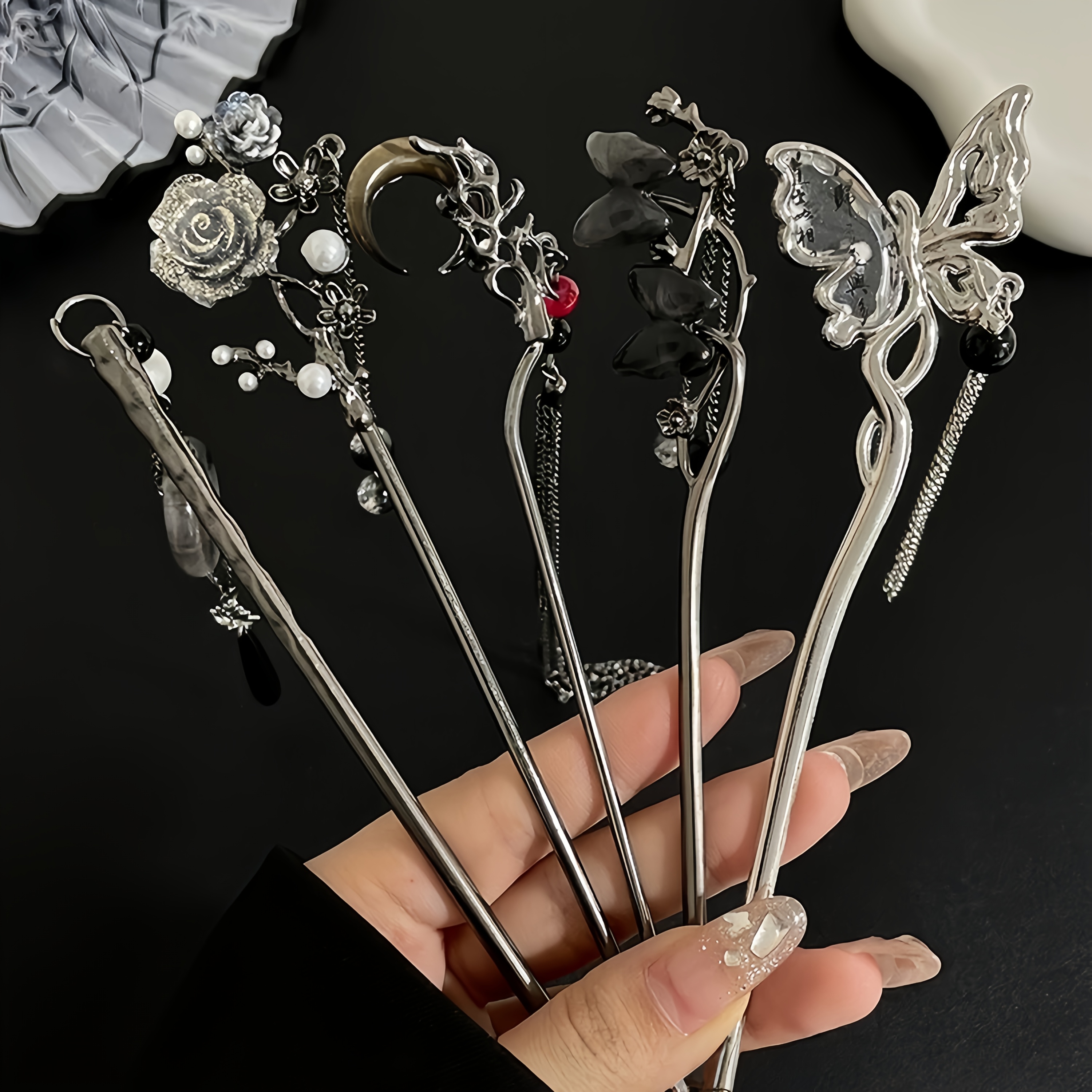 6pcs alloy elegant     tassel hairpin set suitable for women and ladies fashionable trendy cool hair accessories perfect as birthday holiday costume party photo gift   for her Product details 6