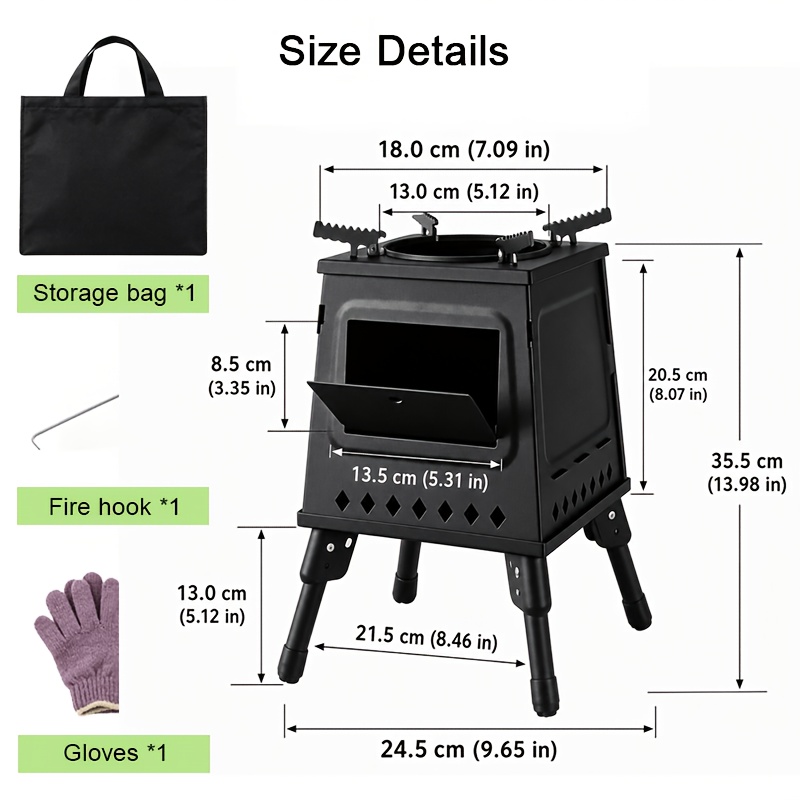 Image of Foldable Patio Wood Burning Stove, Portable Outdoor Heating Stove For Backyard Garden, Multifunctional For Outdoor Cooking And Camping