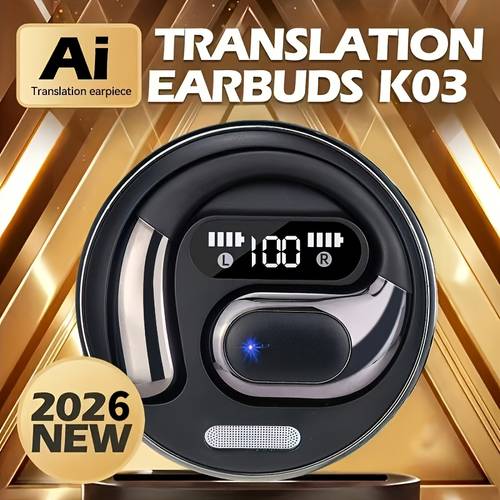 2026 new ai translation earbuds ows open ear real way translator 156 languages wireless 5 4 led display noise reduction earphones for travel learning audifonos