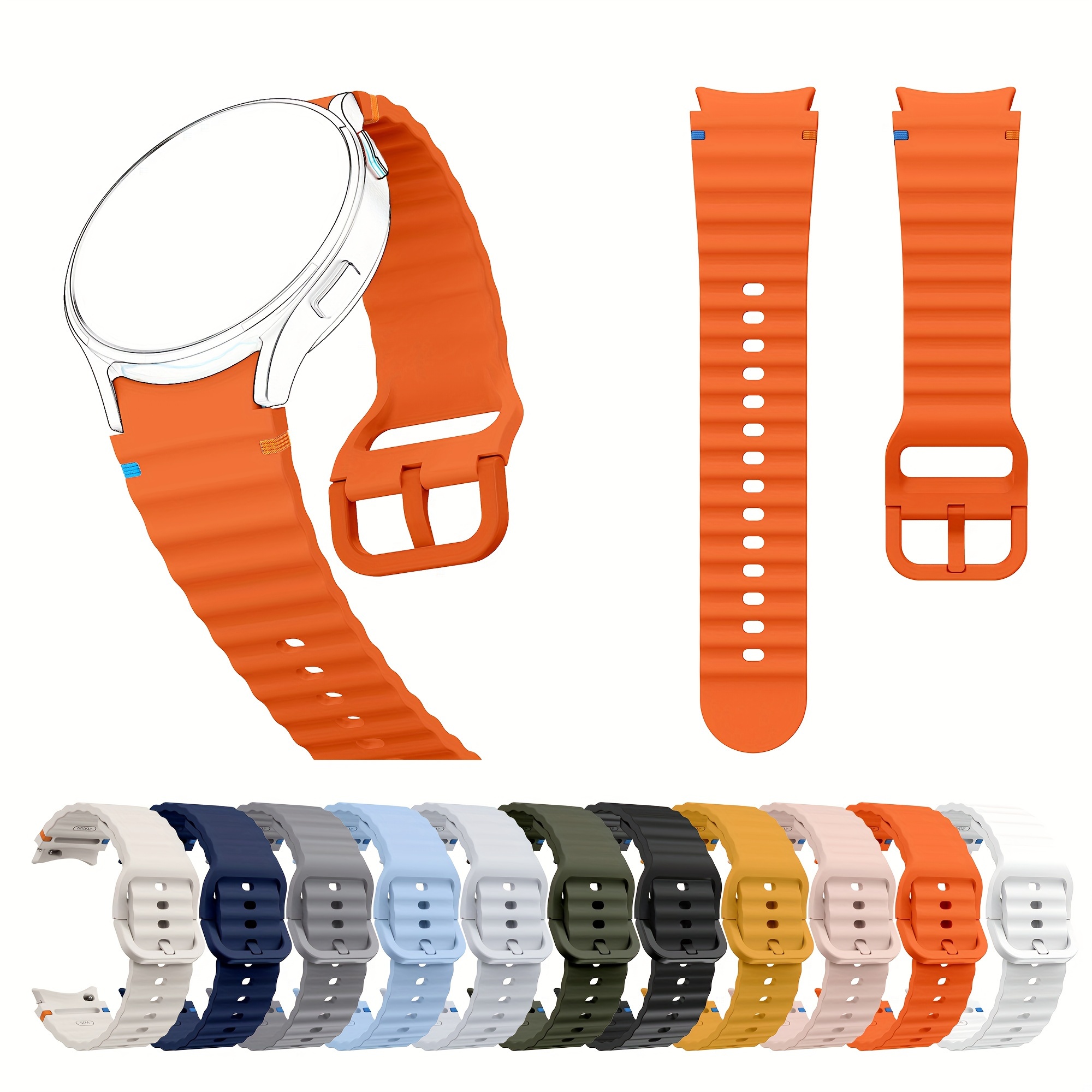 

Fashionable Silicone Sport Watch Band Compatible With Samsung Series - Stitch Strap With Deployant Clasp For 7 Fe, 6, 5, 4 (40mm/44mm), 4 Classic (43mm/47mm/42mm/46mm), (45mm) - For