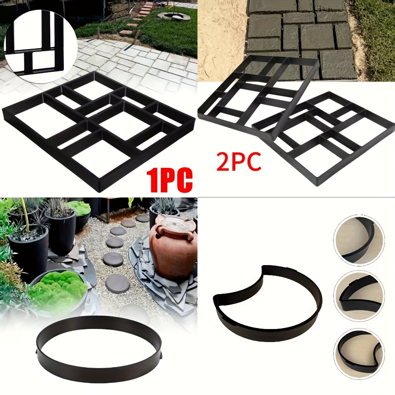 Decorative Pavement Mold 2-Pack – Reusable Cement Form Stamp For Walkways, Patio Stepping Stones & Garden Paths (16" X 16" X 1.5")