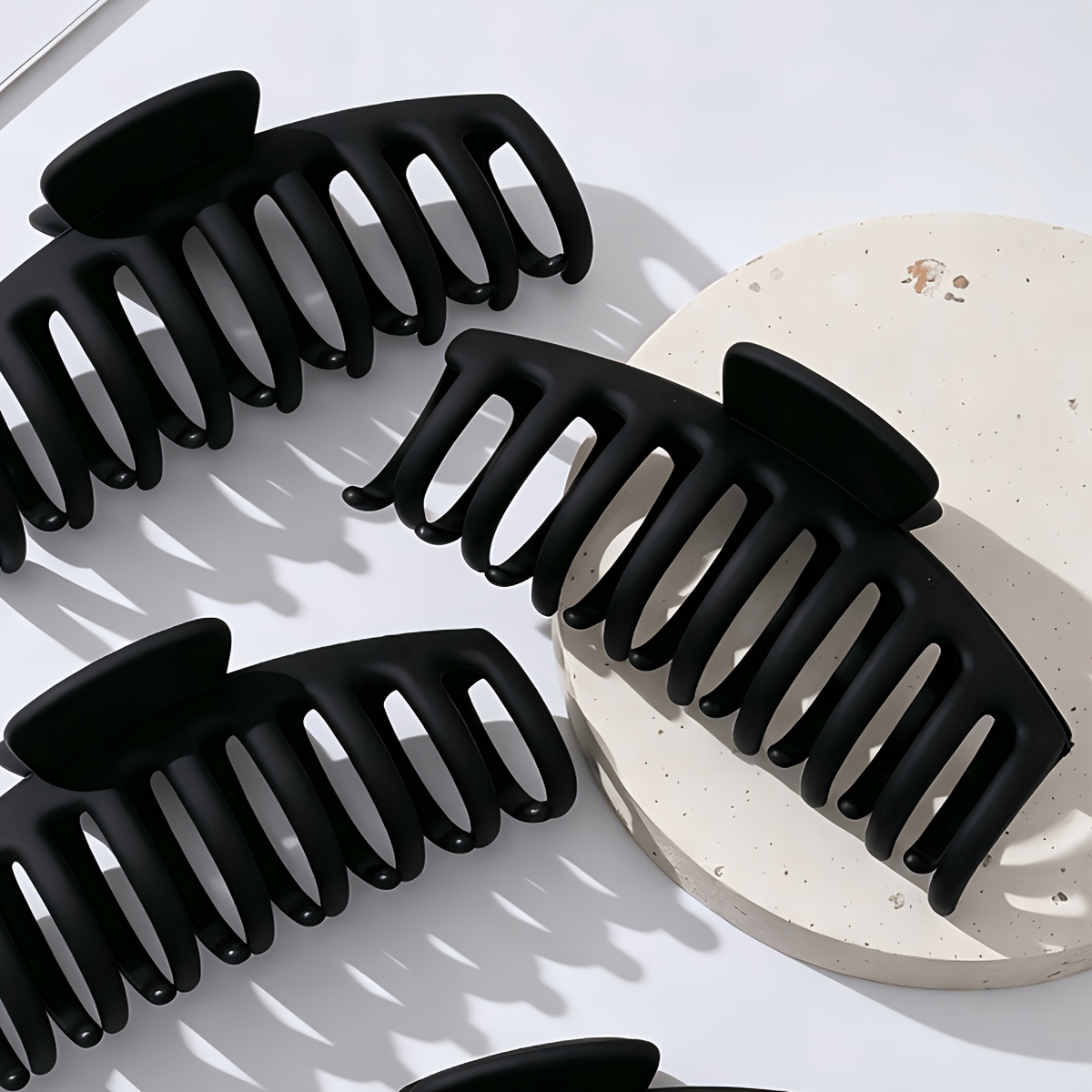 4-Pack Black Matte Large Shark Clips, Easy Basic Hairpins