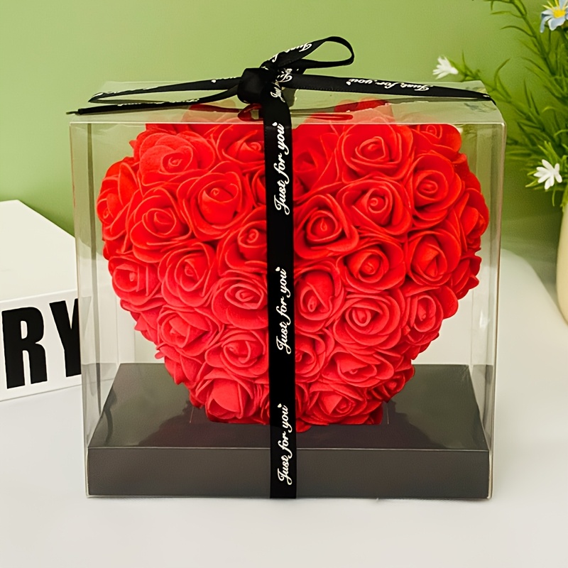 With Transparent Gift Box, Artificial Fake Rose Valentine's Day Christmas Mother's Day Gift