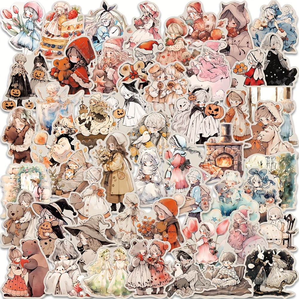 

52-piece Dreamy Fairy Tale Sticker Set - Matte Finish, Perfect For Diy Decor On Phones, Laptops & More