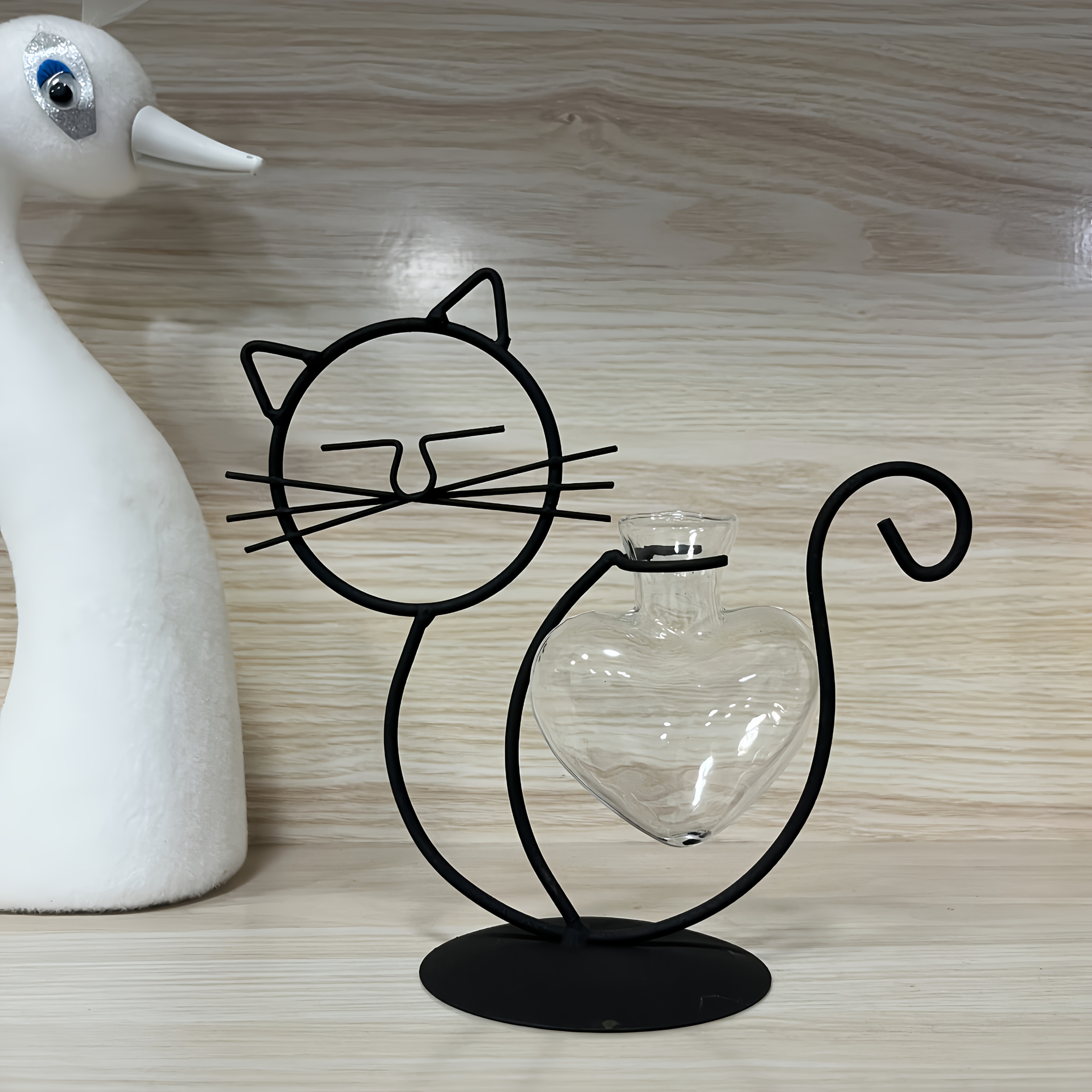E-shop Ein Set aus zwei minimalistischen Katzen-Eisenblumenkästen für die Wasserkultur, kreative Wohnraumdekoration für Wohnzimmer und Esstisch