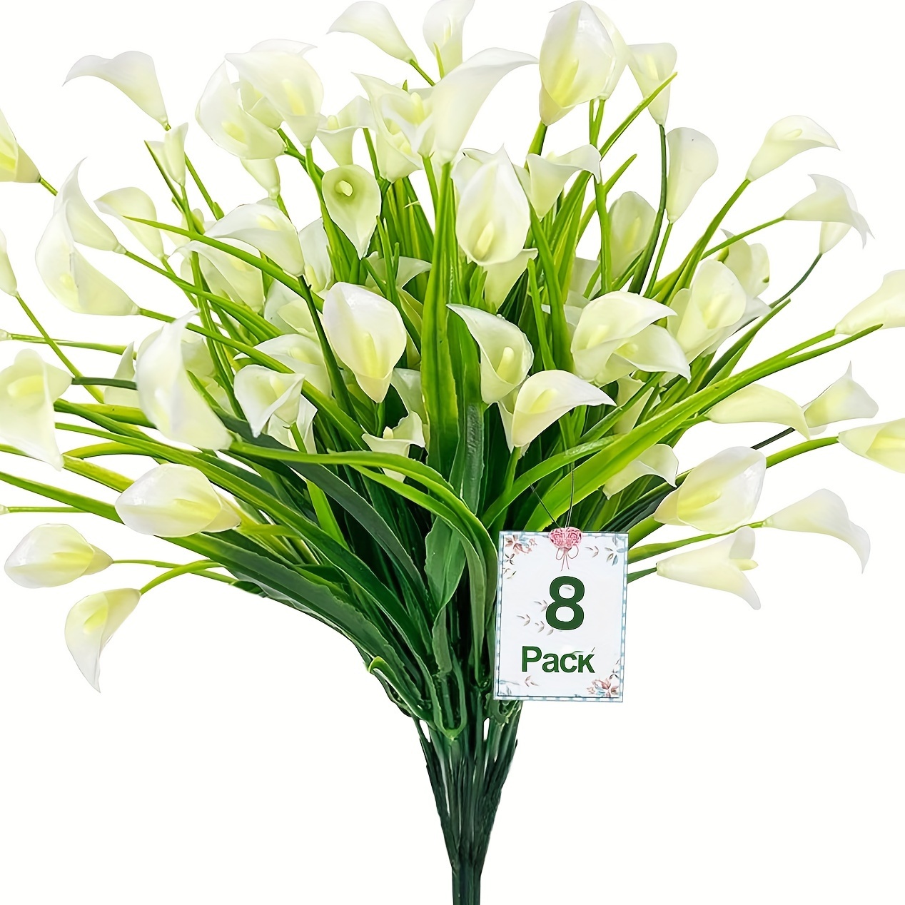 Image of 8 Bundles Of Simulated Water Lily Outdoor Artificial Flowers, Uv Resistant And Non-fading Artificial Fake Plant Plastic Flowers, Indoor And Outdoor Flower Pots, Home Porch, Summer Cemetery Decoration