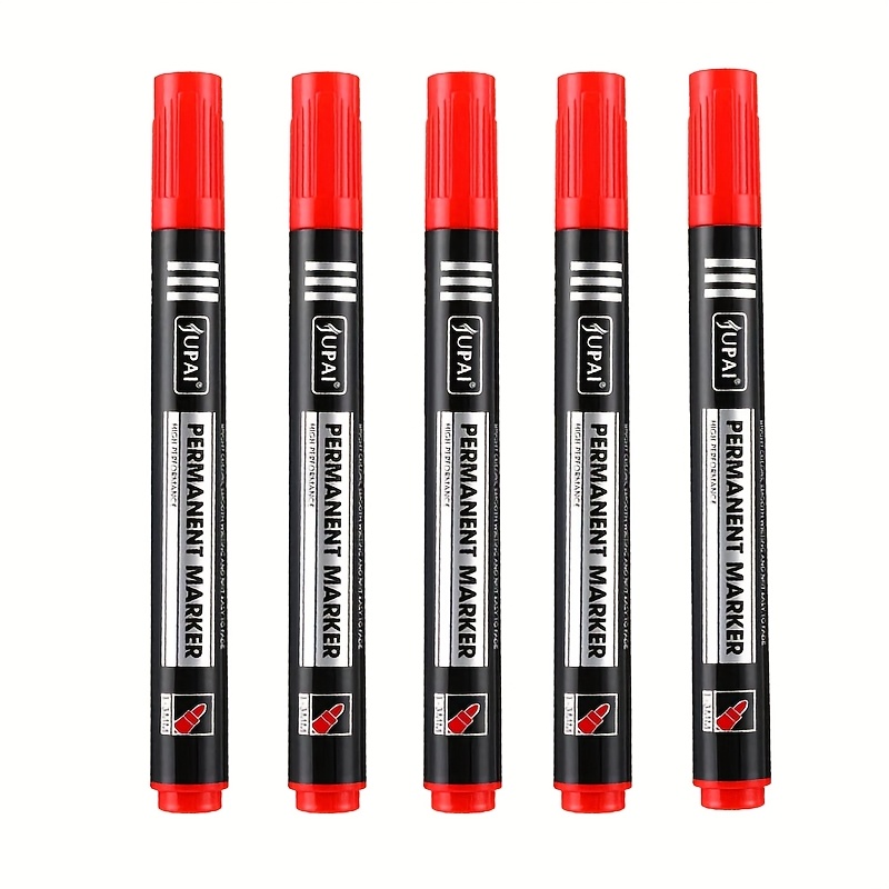 TEMU 5pcs/6pcs Oil-based Markers, Markers, Waterproof Markers, Markers, Black, Red, Blue Non-erasable Markers