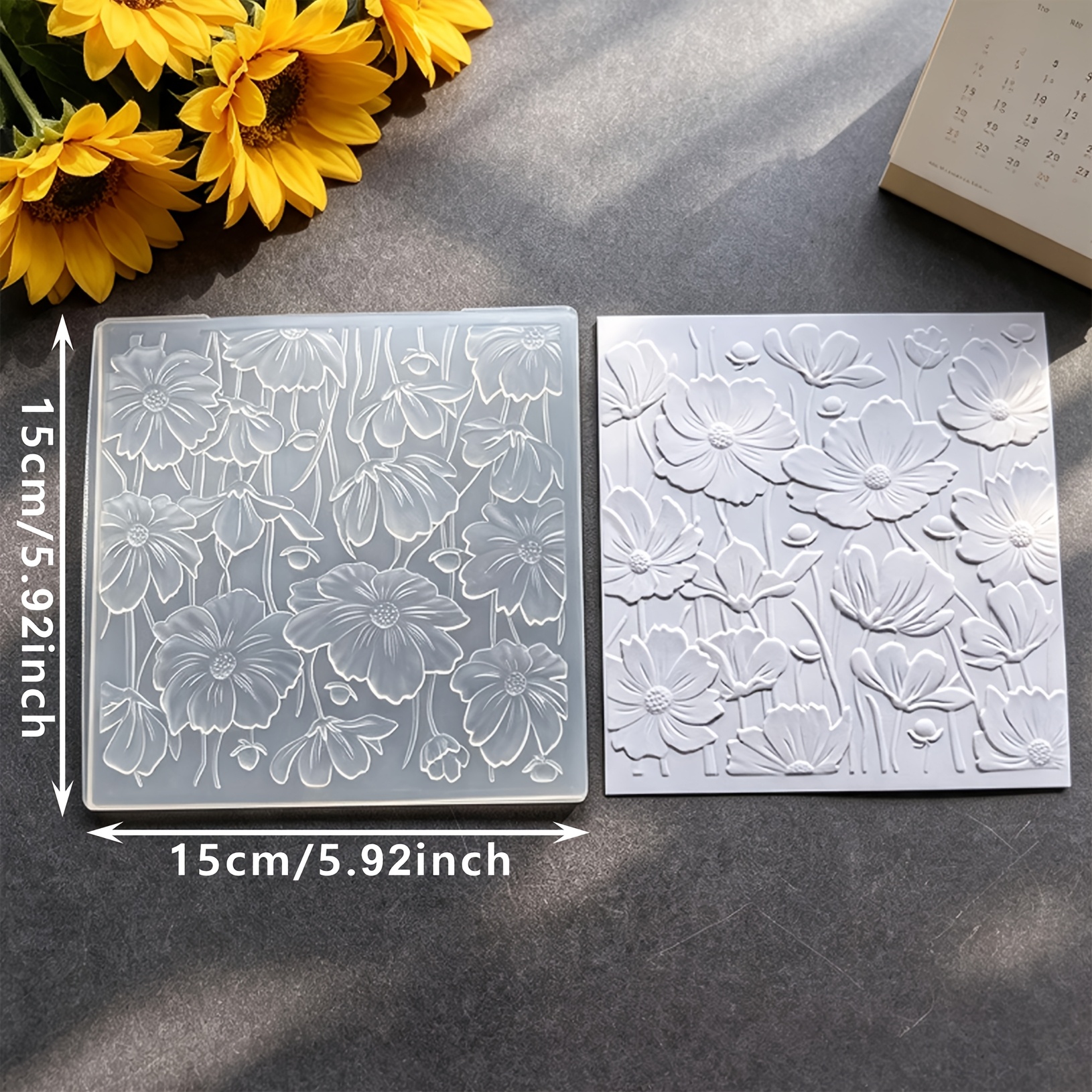 TEMU Planche gaufrée de chantantes , pièce complète de fleur avec modèle de texture convexe, compte rendu fait à , album de scrapbooking, matériel