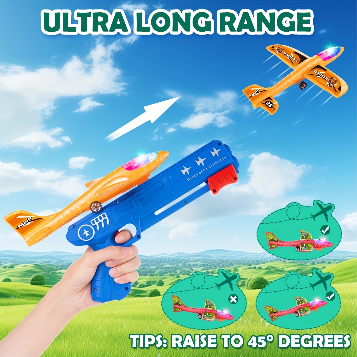 3/6pcs Airplane Launcher Toy With 3 Stickers - Interactive Flying Game, 2 Flight Modes, Durable PP Material, Easy Assembly - Ideal For Outdoor Play, Halloween, Christmas, Birthday Gifts For Ages 3-12