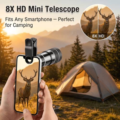 1 set new multi purpose high definition 8x optical zoom clip on smartphone telephoto lenses comfortable to touch portable and with night photography effects