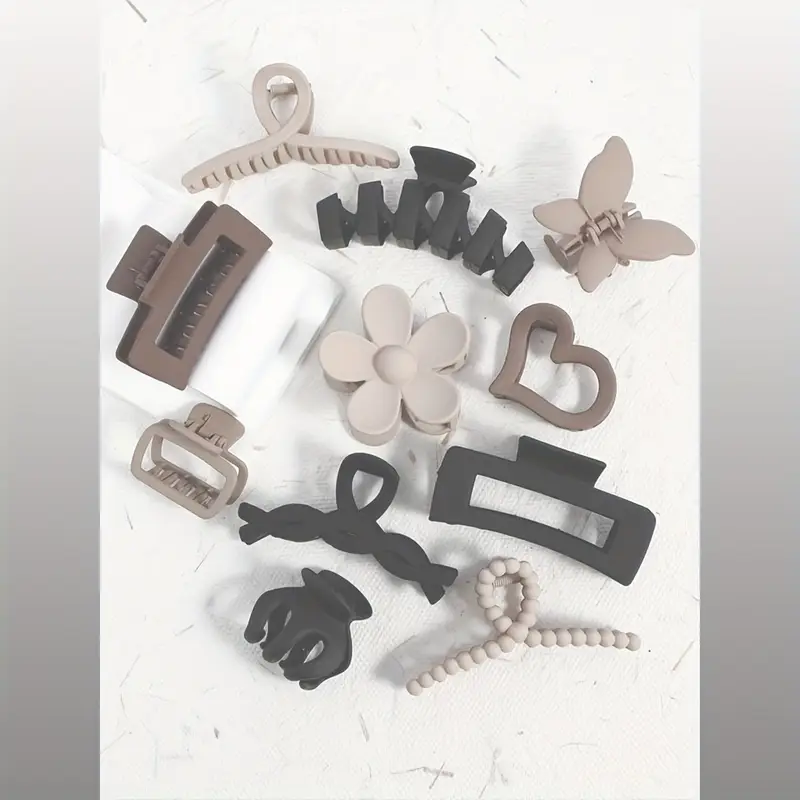 women s large hollowed out   flower hair clip set - elegant beige & black baroque-inspired hairpins with large statement clips, beads & flowers for parties, daily wear, back to school - durable hair accessories in neutral tones (beige, black, white, brown) - versatile for braids, buns, ponytails Product details 0