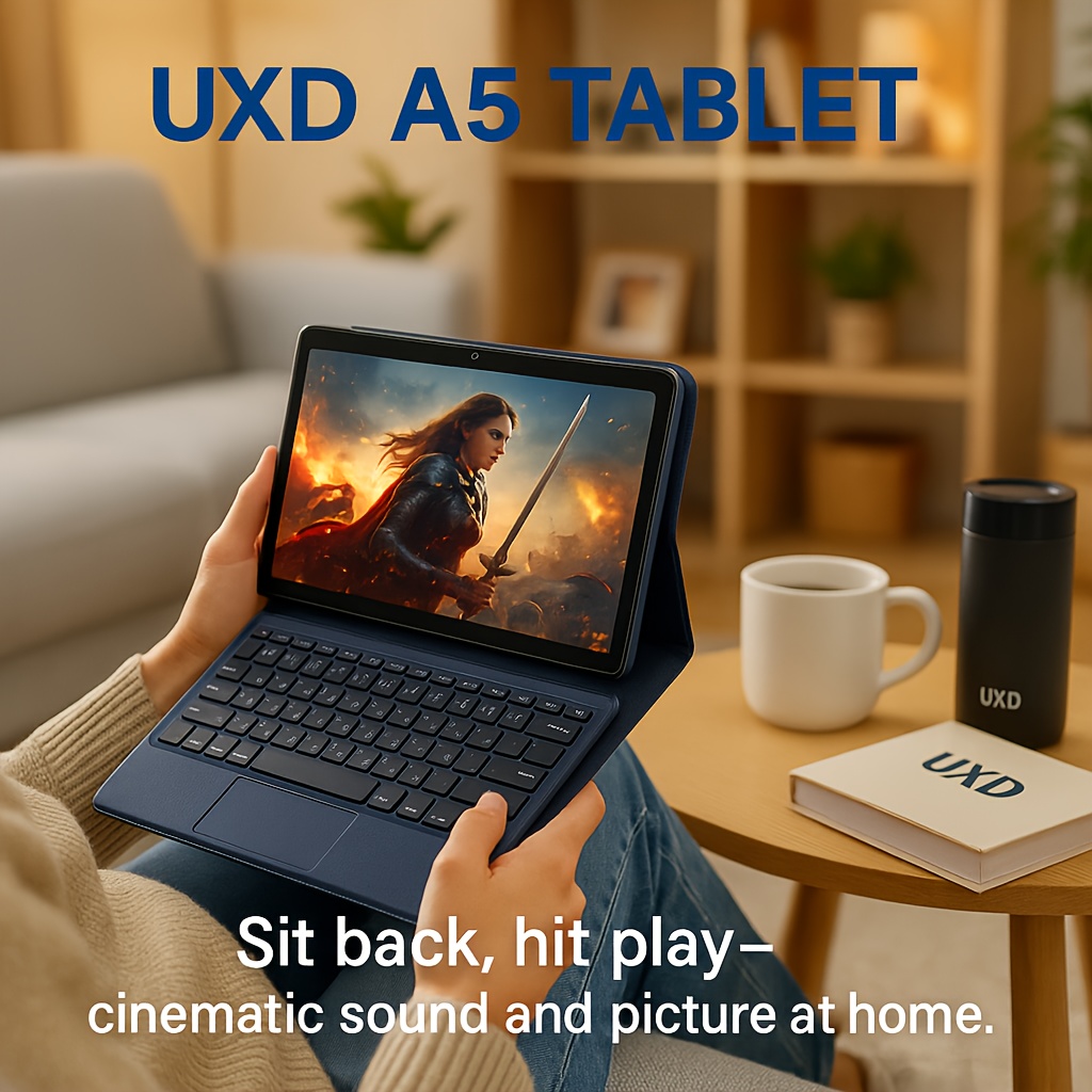 UXD 10.1-inch Android 15.0 Tablet, 16GB RAM, 512GB ROM + 1TB Uitbreidingsondersteuning, Octa-Core Processor, Wi-Fi/Lte, 6000mAh High-Capacity Batterij, Type-C Opladen; Inclusief Beschermhoes, Toetsenbord, Screen Protector, Stylus, Oplaadkabel, Tablet