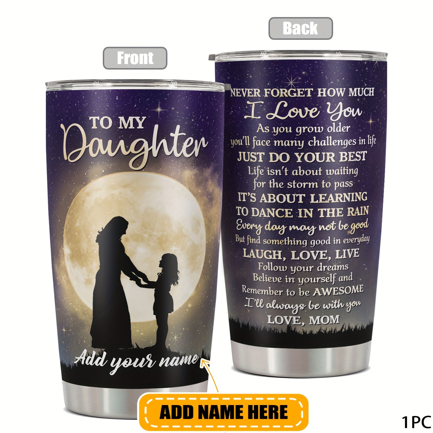 

Personalized Custom Name 20 Oz Tumbler: A Funny Print Mug Tumbler For Mom To Daughter - Perfect For Christmas, Birthday, Or Any Special Occasion