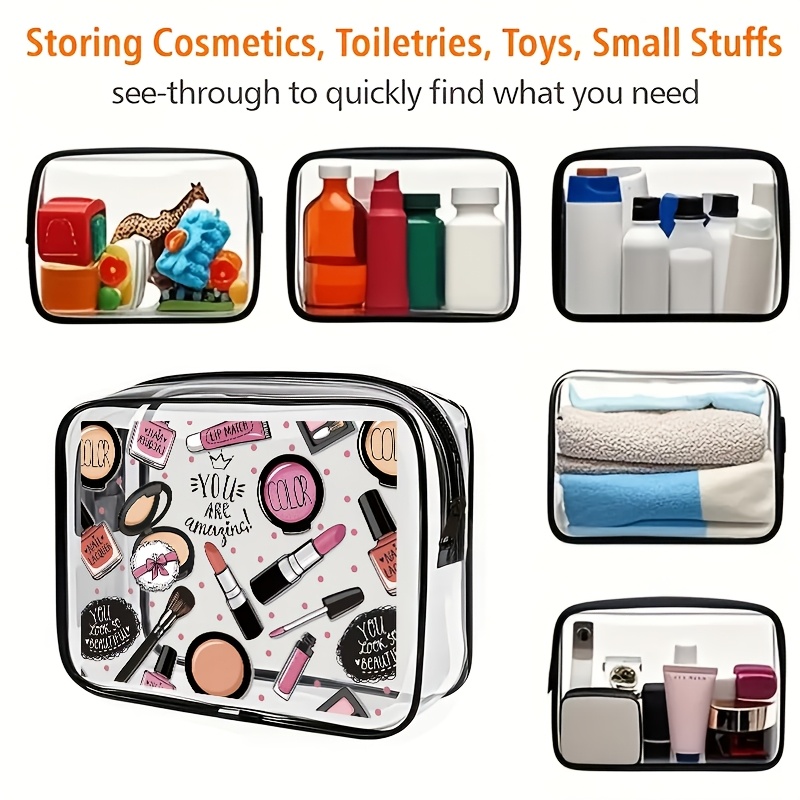 TEMU Transparent Casual Handbag Suitable For Men And Women, Used As Makeup Bag/toiletry Bag/storage Bag, Convenient To Carry, Toiletry Bag - With
