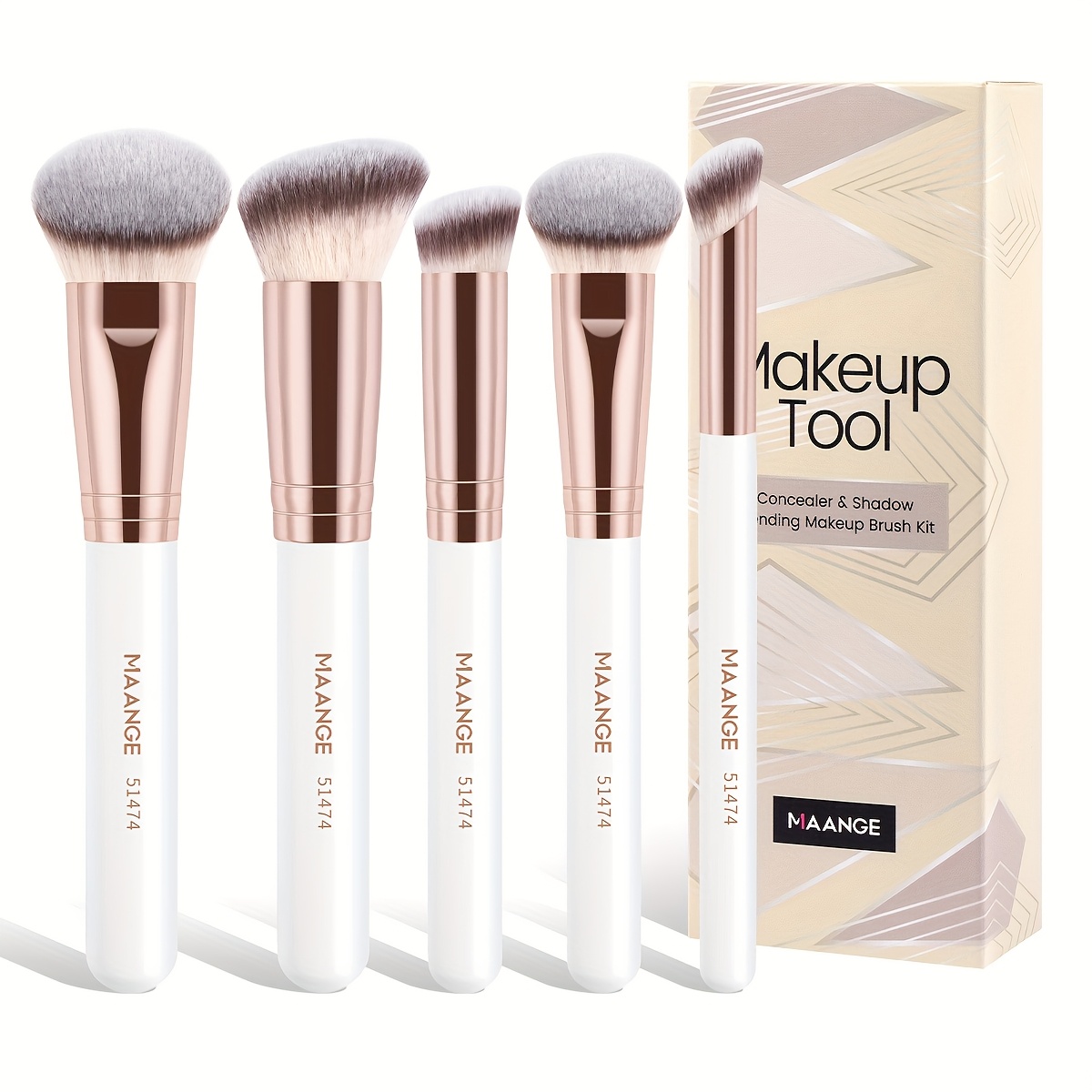 Image of Maange 5pcs Facial Makeup Brush Make-up Brush Powder Blusher Brush Contour Brush Makeup Tool Beginner Set Is Suitable For Commuter Lady Gifts Christmas Gifts