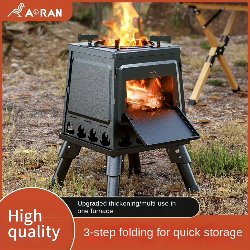 

1 Portable Folding Wood Stove, Suitable For Camping And Outdoor Barbecue - Iron, To Light Fire