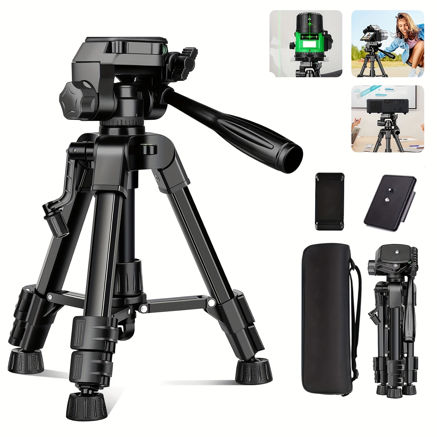 Mini Tripod For Camera, 25-inch Aluminum Tabletop Camera Tripod, Portable Travel Tripod With Tablet/phone Holder, Phone Tripod For Dslr Cameras, Projectors, Scopes
