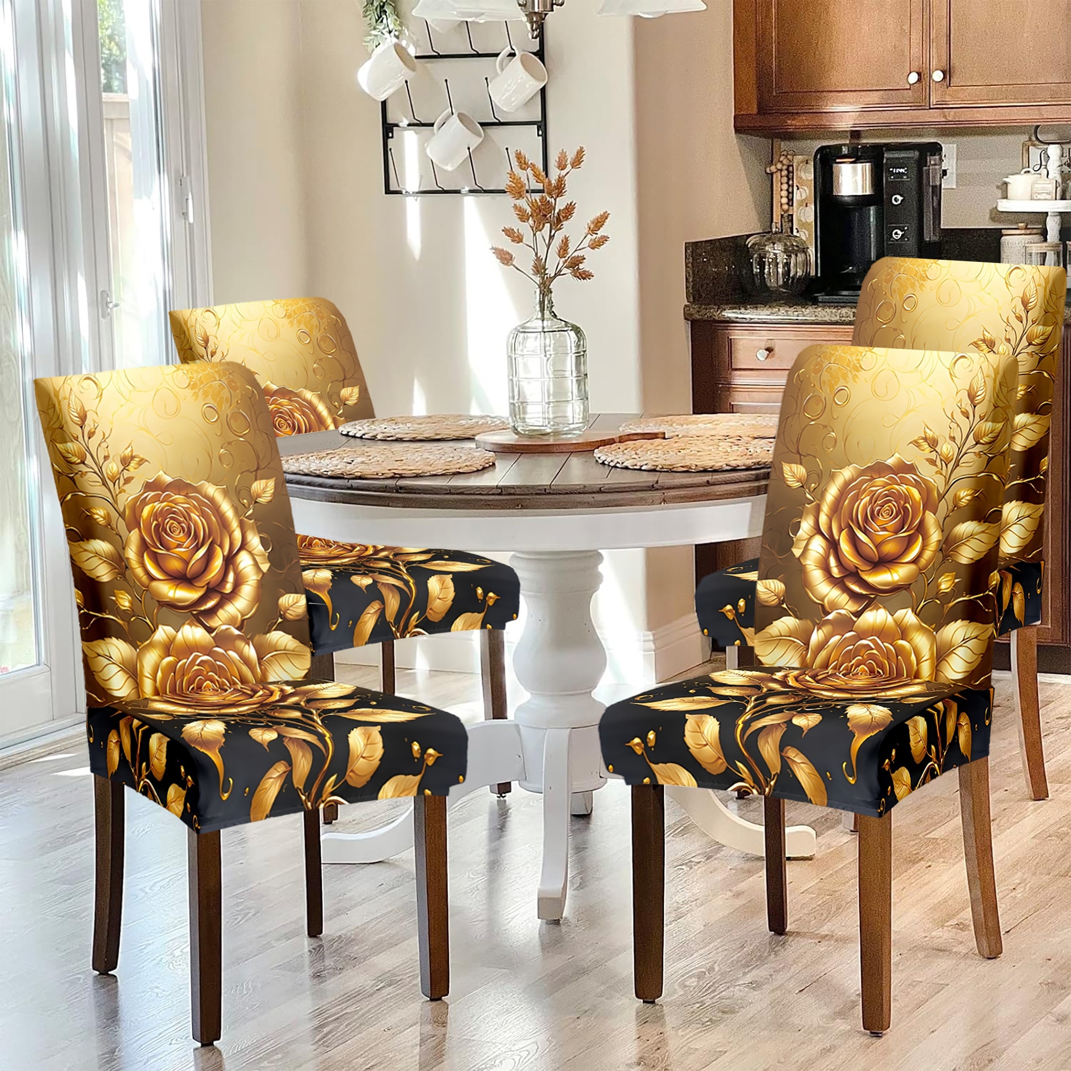 

1/4/6pcs Of Printed Chair Covers, High- Polyester Fiber, Dustproof And Stain-resistant Chair Decorations Suitable For Dining Chairs In Living Rooms, Bedrooms, Hotels, And Restaurants.