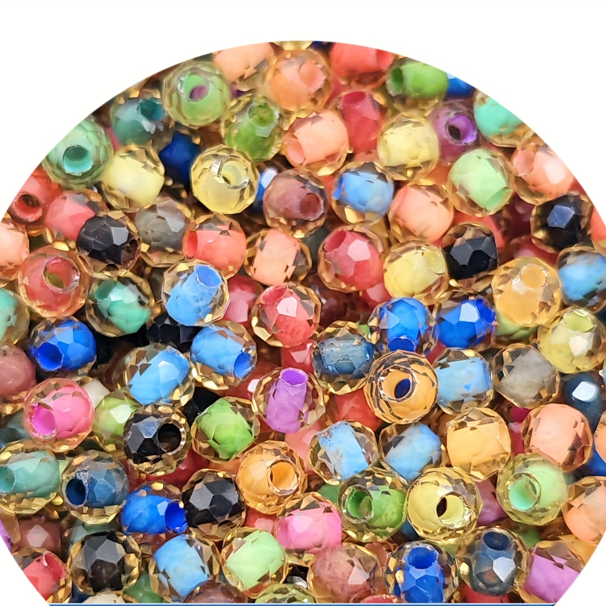 

130pcs Super 4mm Golden Double Dyeing Core Wheel Glass Beads Handmade Bracelet Necklace Spacer Beads