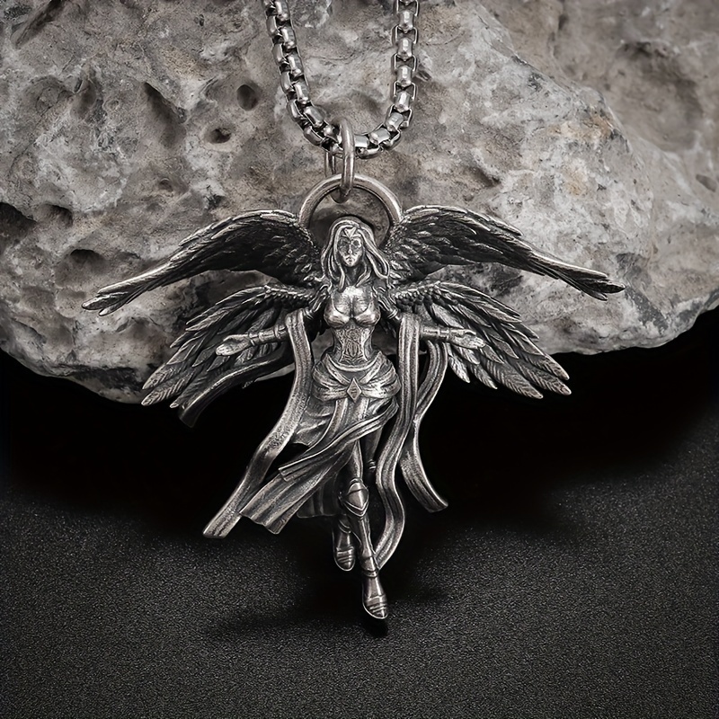 Image of 1pc Classic Four-winged Pendant Goddess Necklace Fashion Jewelry Birthday Gift For Men And Women