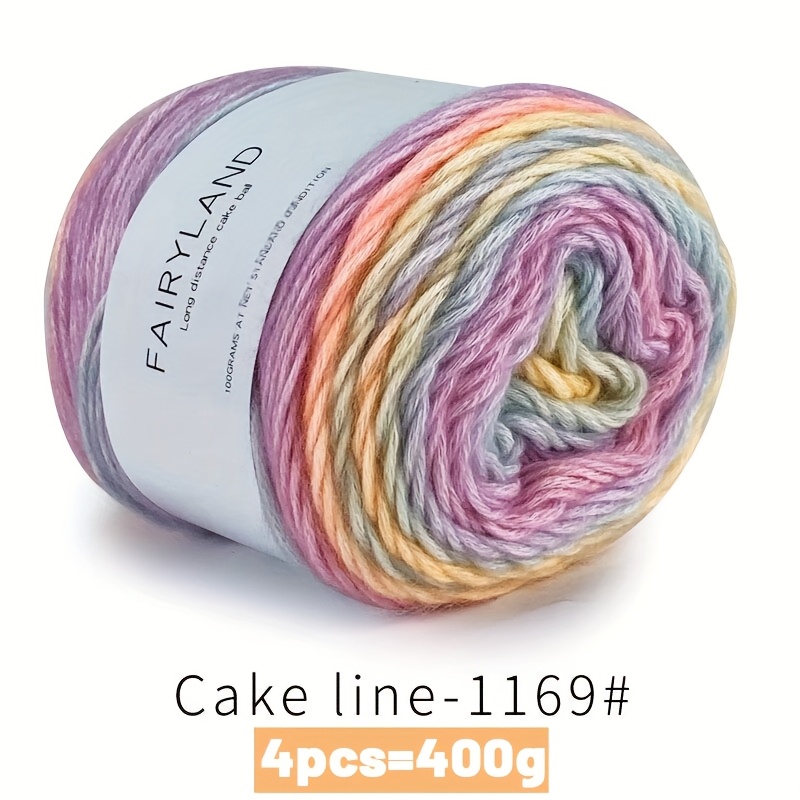 Image of 400g Rainbow Colorful Gradient Cake Line Mohair Spray Wool Yarn Handmade Material Knitting Fashion Men And Women Sweater Scarf Hat Yarn Ball 4pcs/pack Cotton 60.00%, Acrylic 30.00%, Wool 10.00%