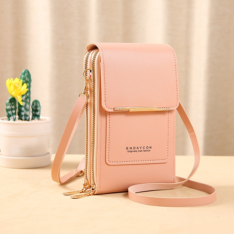 Trendy Touch Screen Mobile Phone Bag Pu Leather Crossbody Temu