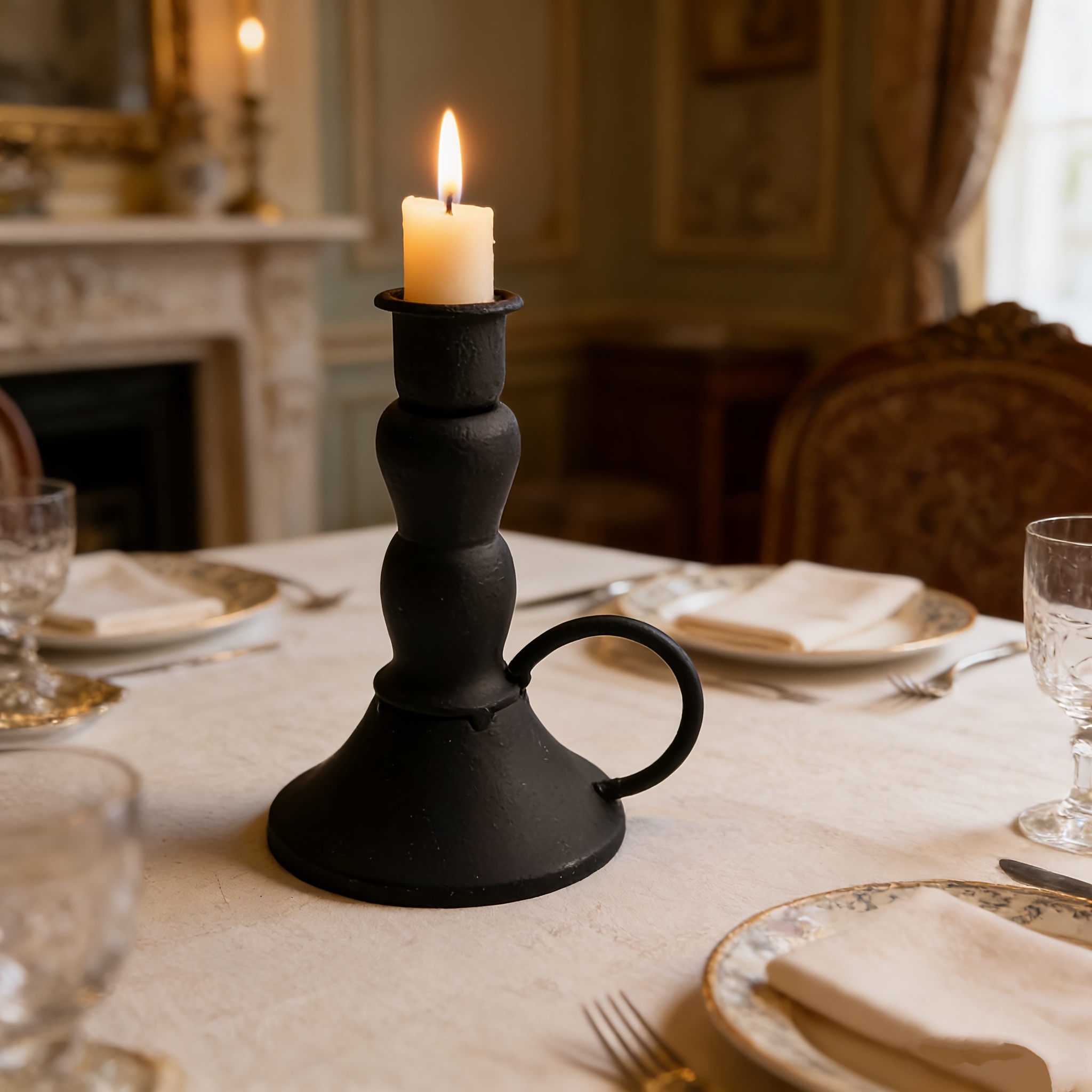 TEMU Bougeoir en fer noir de citrouille, plateau à bougie en fer vintage européen, parfait pour créer une ambiance chaleureuse dans les à manger,