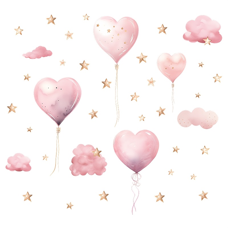 Heart Balloon Wall Stickers For Bedroom, Living Room & Entryway Home Decor