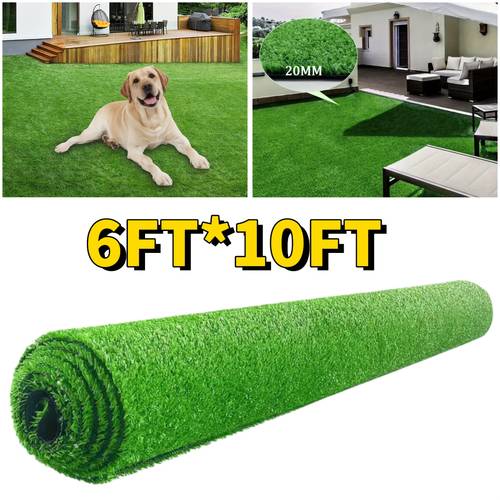 6ft x 10ft artificial grass mat 20mm grass height with drainage holes for garden patio balcony and decor multi use for indoor and outdoor