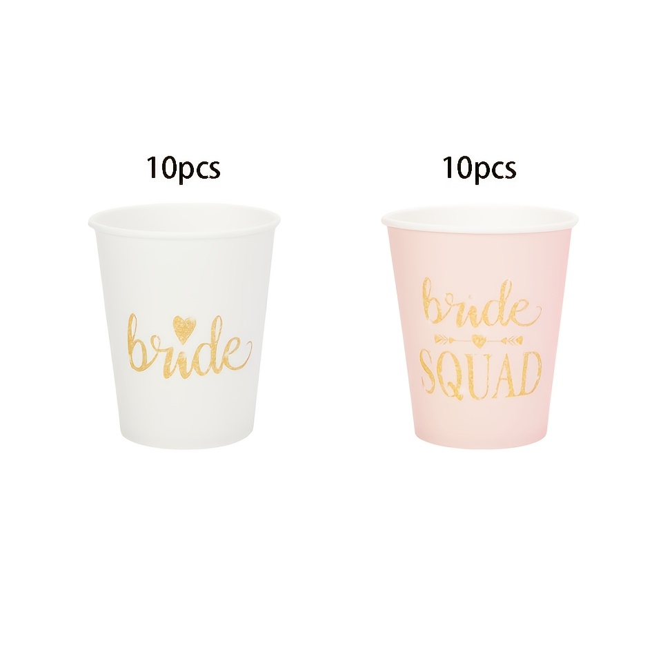 E-shop 10/20 Stück Junggesellinnenabschied Papierbecher Weiß und Gelb Golden Braut zu Sein Partybecher Rosa Brautmode Partybecher