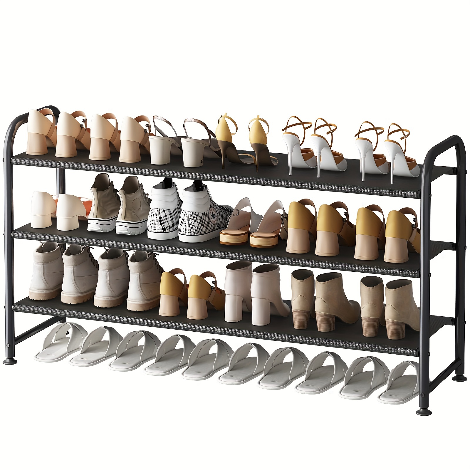 TEMU 1pc 3-tier Metal Shoe Rack, Storage Shelf Organizer For Closet Entryway, 42.1 X 11.4 X 22.7 Inches, Durable Metal Shoe Stand For Various Shoes