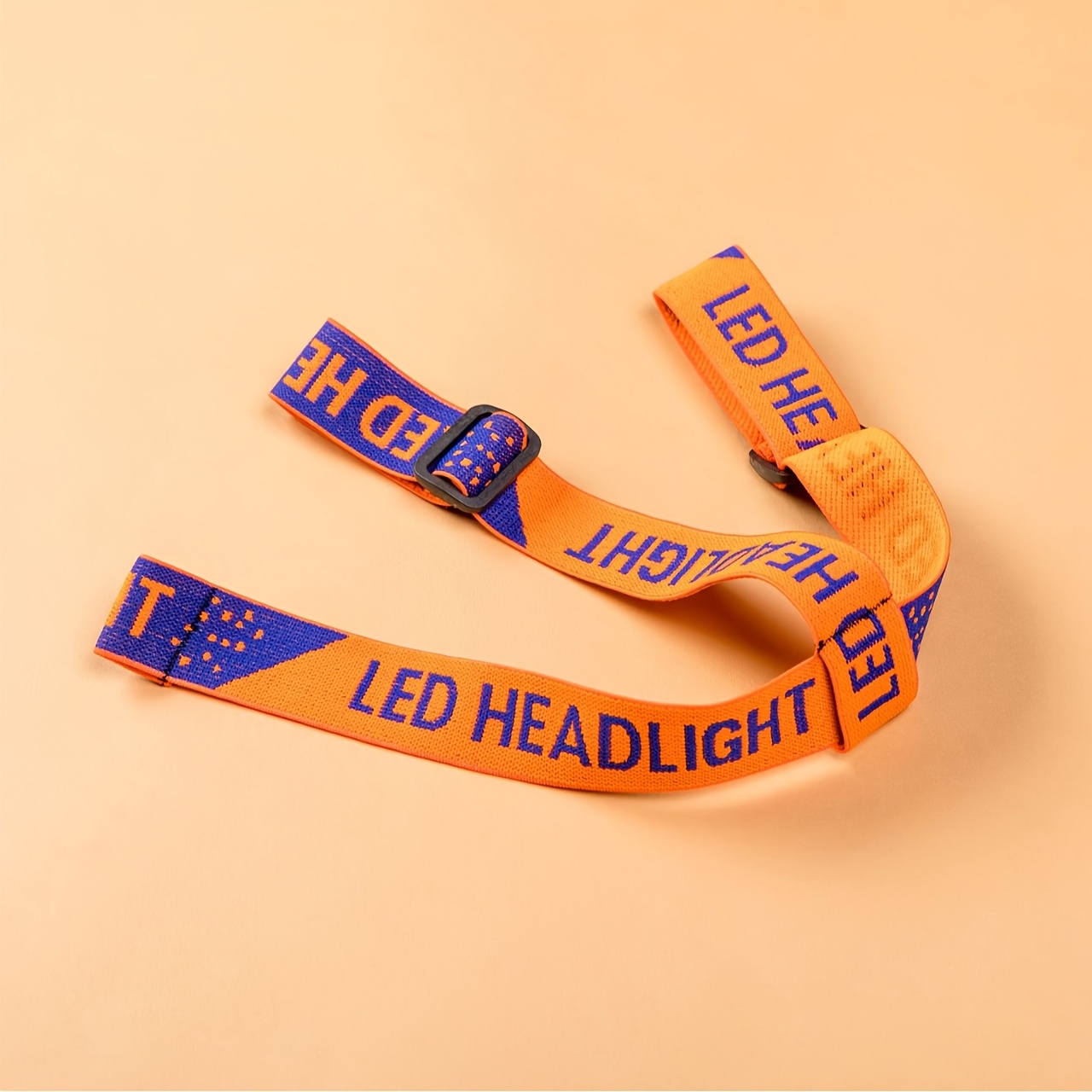 TEMU An Adjustable Orange Elastic Headband, Designed As A Universal Accessory For Led Headlamps, Featuring A Thick, High-elasticity, Anti-slip Strap