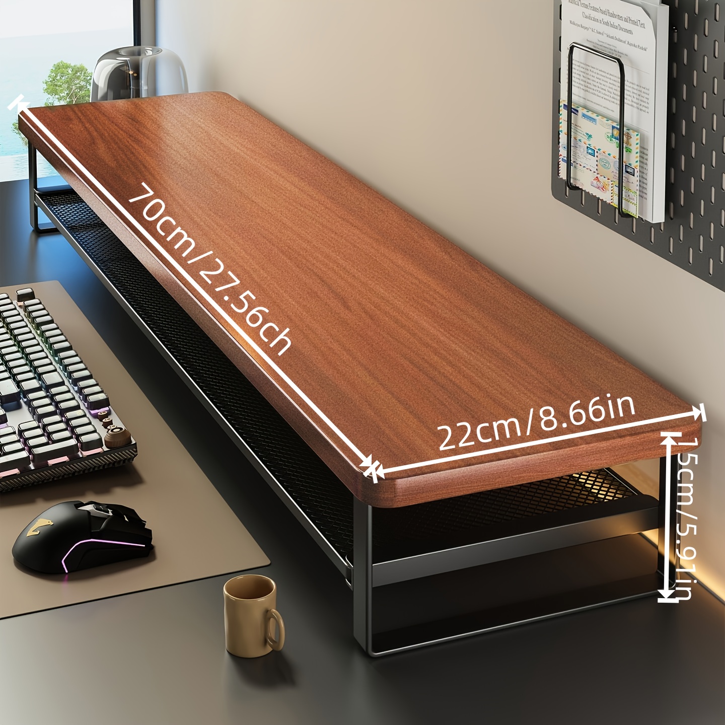 Computer Riser, Monitor Stand with Desktop Drawer Storage Shelf, Stylish Minimalist Design Laptop Holder for Home Office and Gaming Setup, Durable Metal Structure, Sturdy Desk Accessory