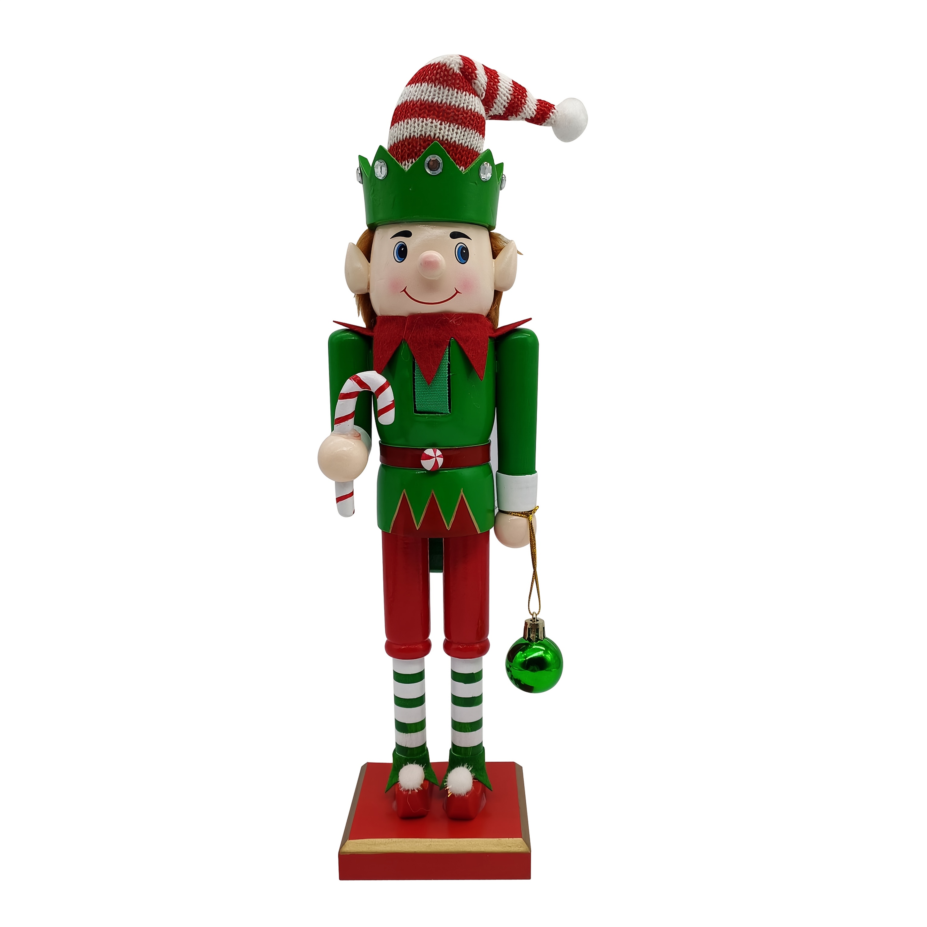 Image of Traditional Elf Wooden Nutcracker Figures, Christmas Decorations, Couple Christmas Balls, Holiday Collection, Nutcracker Gifts, Tabletop Fireplace Home Party Decor
