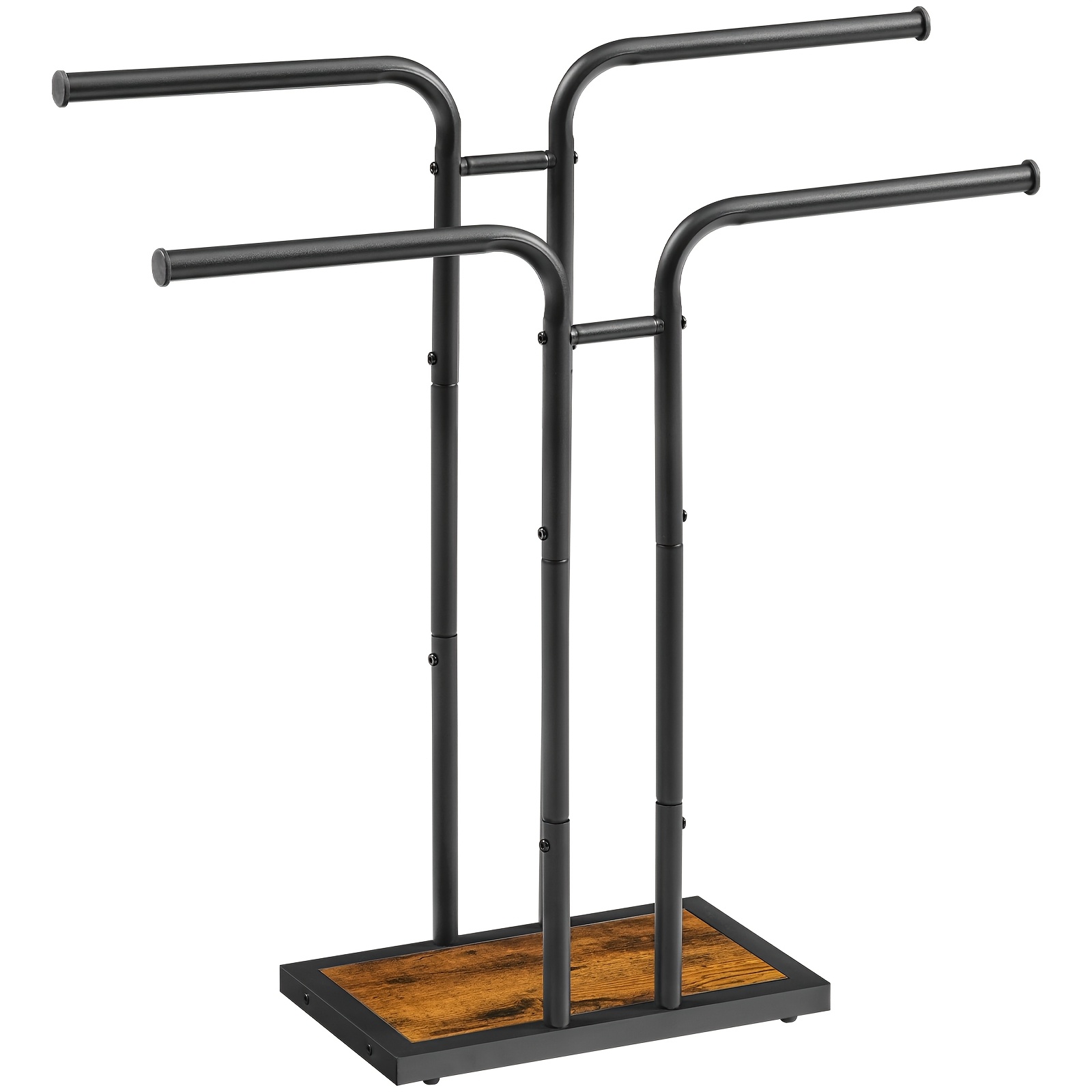Blanket Stand, Four-layer Independent Towel Rack, 80cm Heavy-duty Bathroom Towel Rack, With Wooden Base And 4 Hanging Rods, Metal Towel Storage Rack, Suitable For Bathrooms And Laundry Rooms