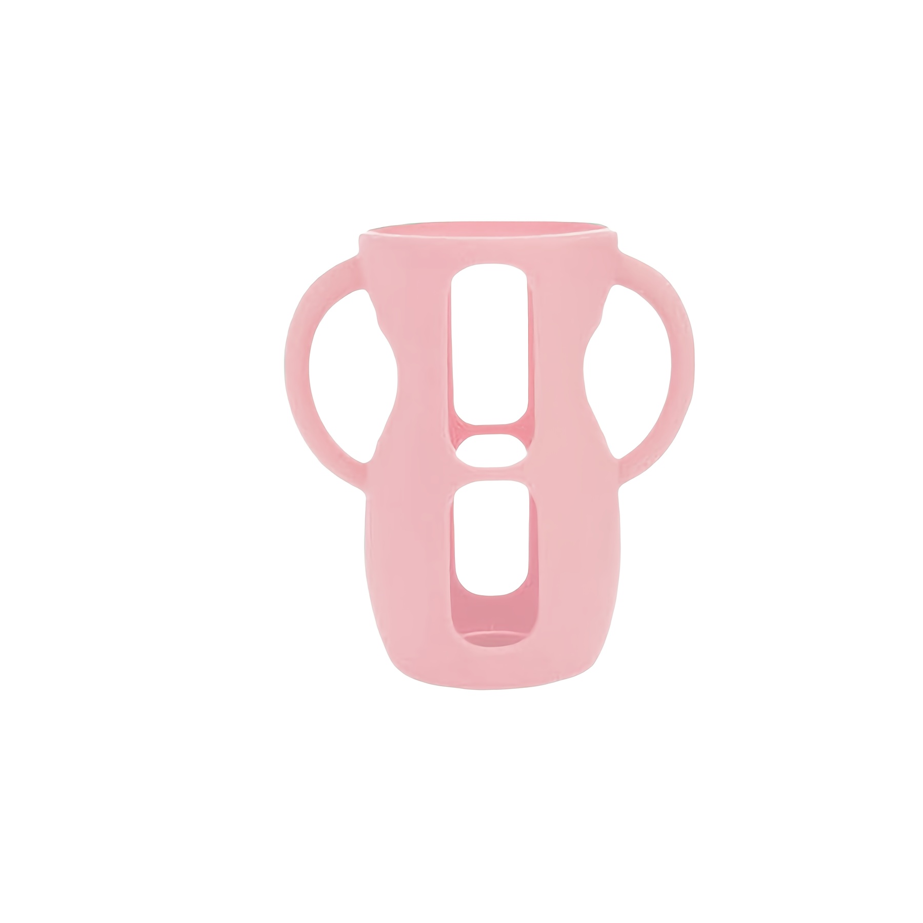 1pc Geometric Pattern Silicone Sleeve With Handle, Hollow Water Drainage Design, Anti-scald And High-temperature Resistant, Suitable For Most 8oz Bottles