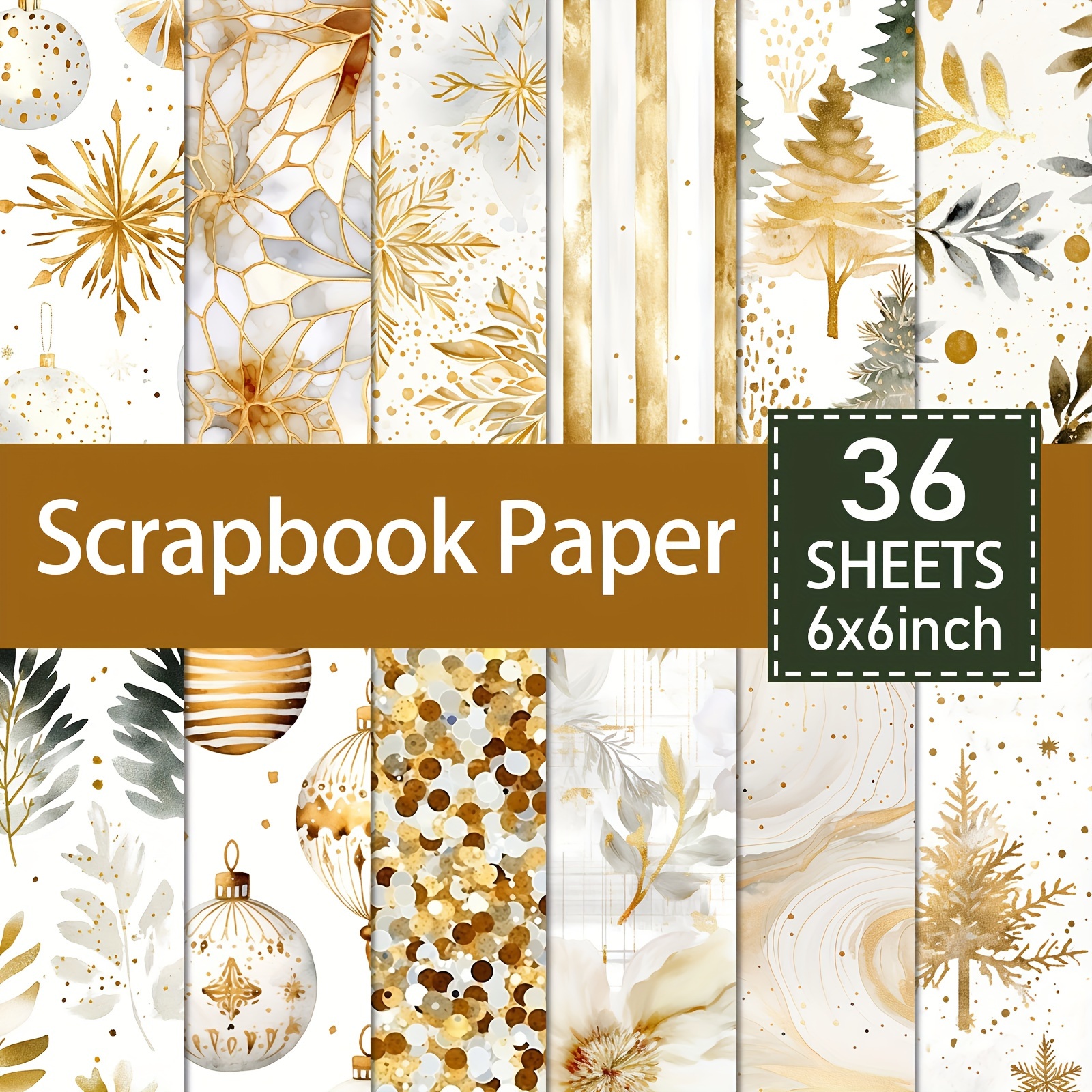 

Asstss 36 Sheets Multipurpose Scrapbook Paper Pad 6x6 Inch - Vintage Holiday Themed Craft Cardstock For Christmas, , Thanksgiving, New Year, Diy Party Games & Activities, Non-electric, For Ages 14+