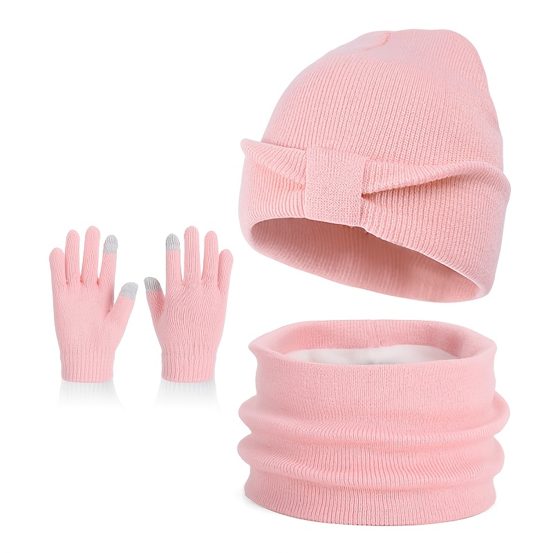 Kids' Autumn/Winter Hat, Gloves, and Scarf 3pcs Set