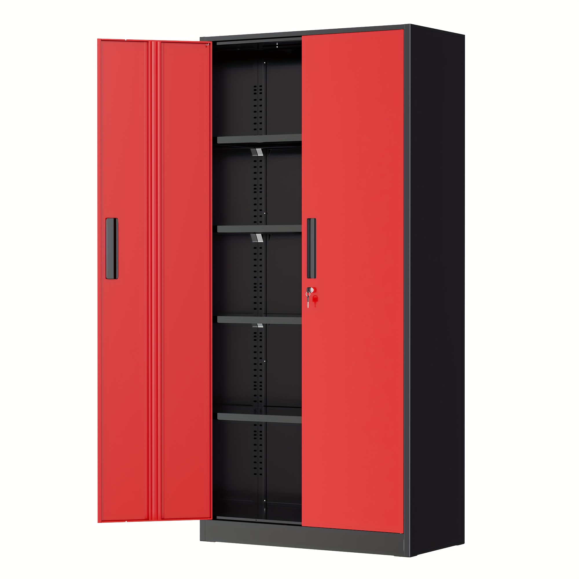 TEMU Metal Filing Cabinet Standing 72 Inches High, Featuring And 4 Adjustable Shelves, With A Lock, Offering Storage Space, Ideal For Garages,