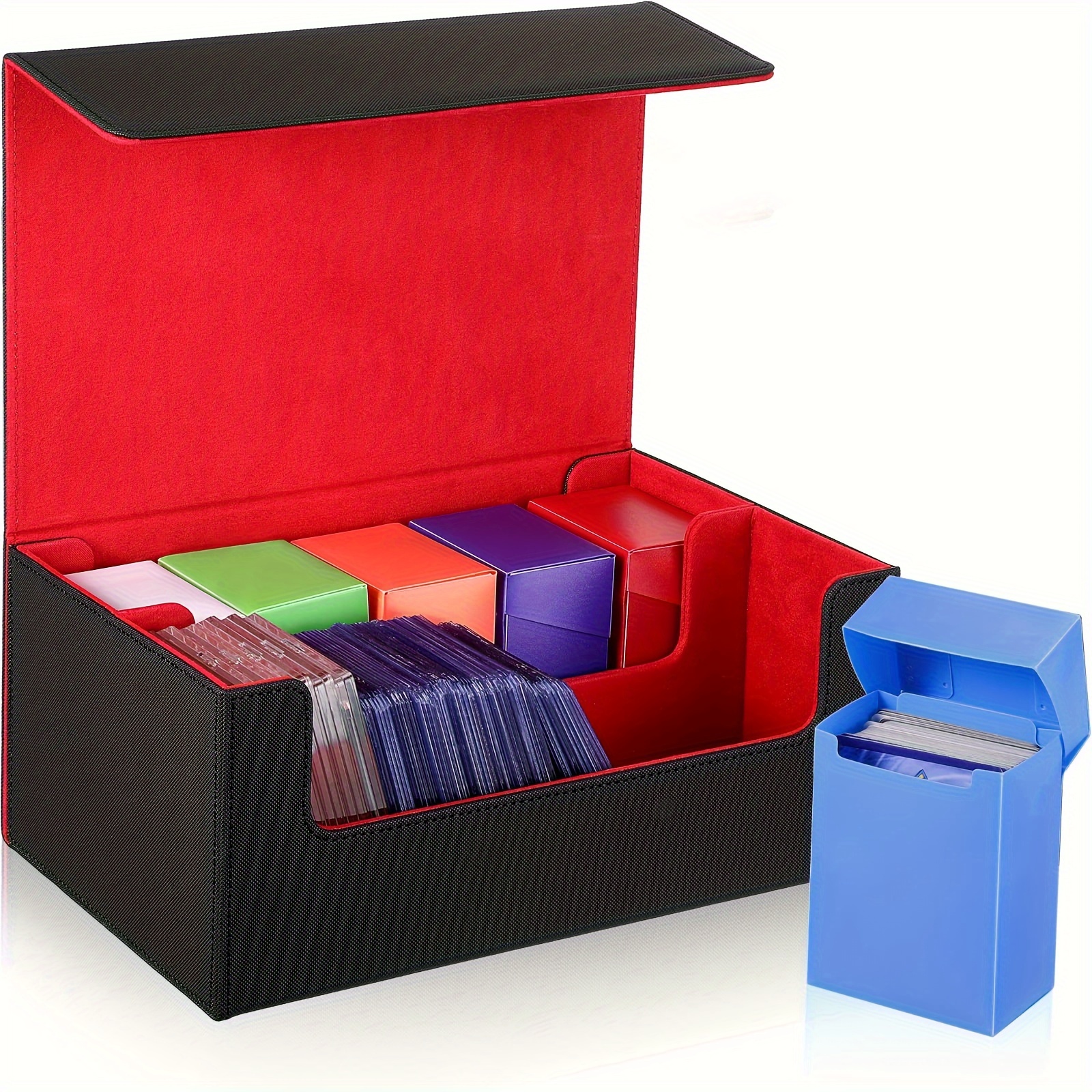 Caja de 3 piezas para cartas, caja de cartas coleccionables para más de 100  tarjetas, protector de cartas, caja de almacenamiento, caja de cartas  compatible con MTG TCG (negro, rojo, verde) 