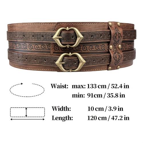 medieval pu wide belt heavy belt with decorative metal and celtic vintage medieval belt costume party historical event unisex durable belt role playing accessory