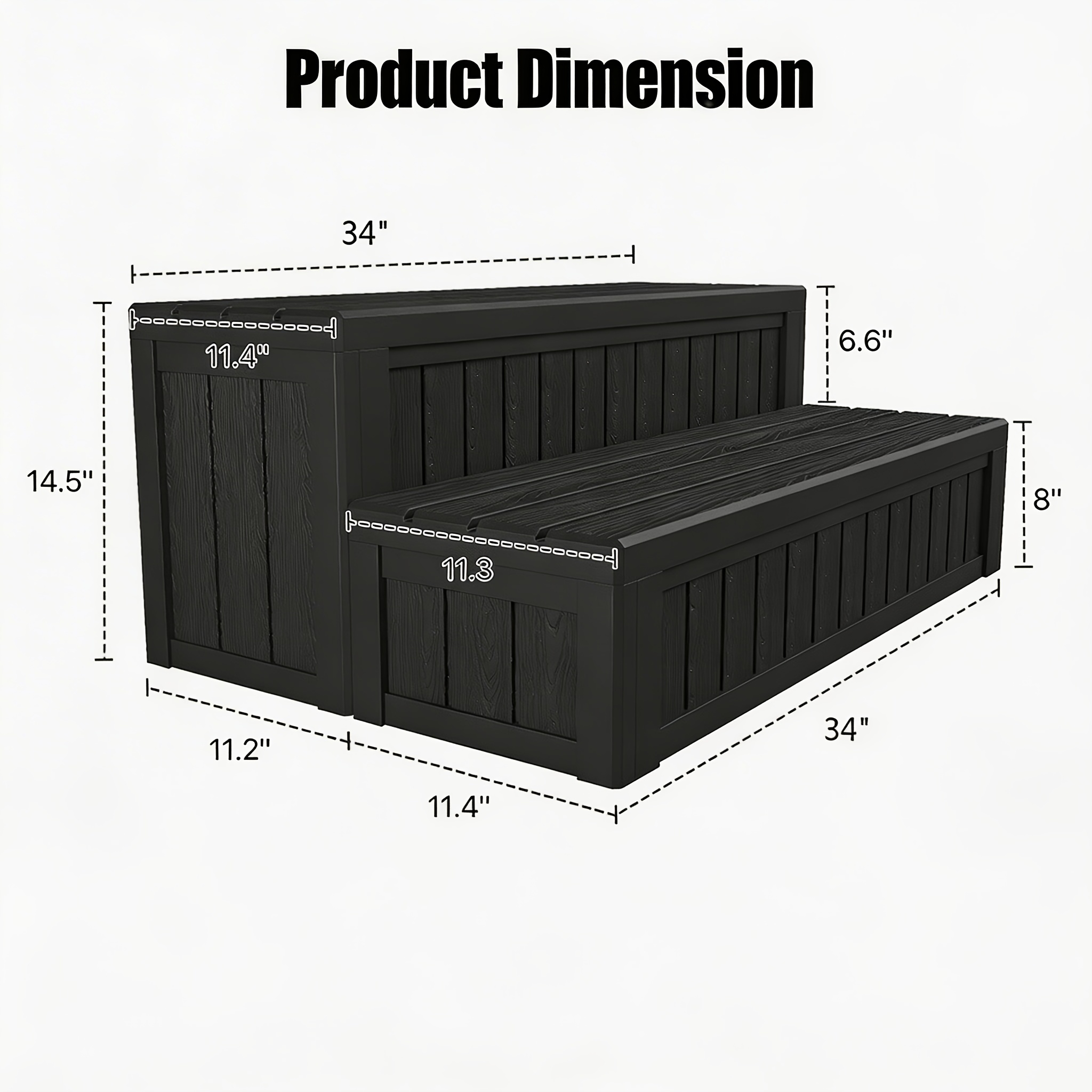 TEMU Heavy Duty Spa And Hot Tub Step Porch Steps, Waterproof Large Storage Compartment, Non-slip Resistant Stairs 34 Inches Long Stool Pool Ladder,