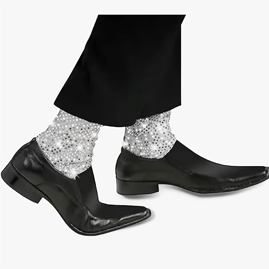 TEMU Silvery Sequined Socks Cover, Dance Socks For Men And Women, Halloween Glitter Short Socks Cover, 80s 90s Pop Star Fashion, Party Socks