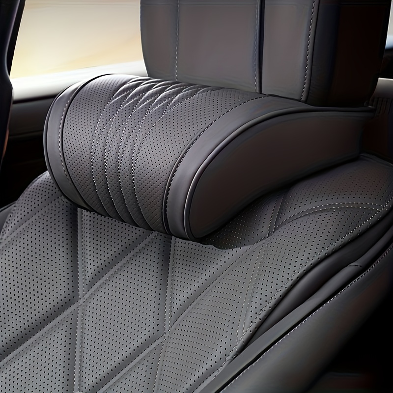 TEMU Neck Pillow | Leather Headrest, Seat Cushion, Neck Support Pillow, Comfortable And Breathable, Lumbar And Neck Support, , Universal, Car Interior Decoration Accessories