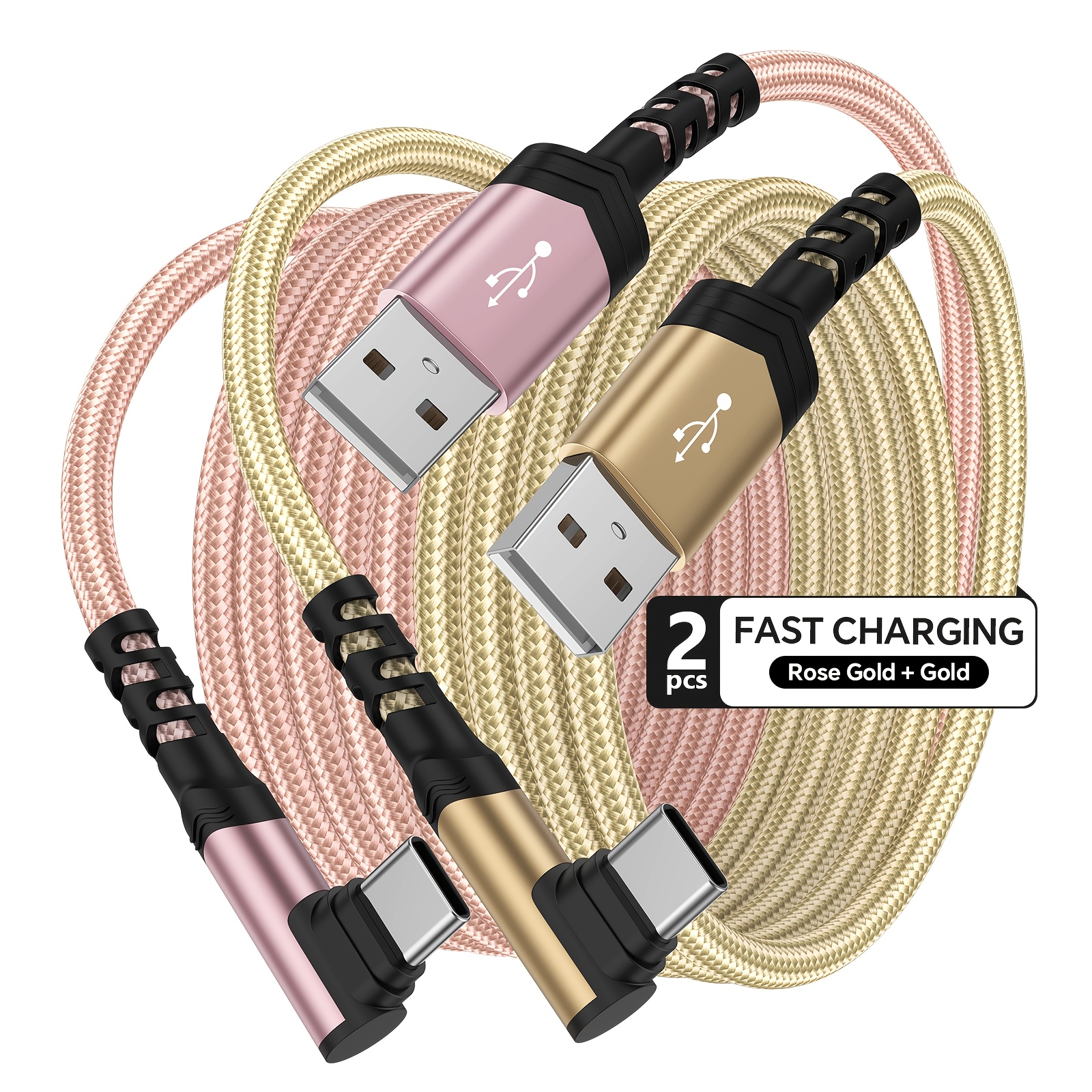 TEMU Lot de 2 câbles USB vers USB-C à pour charge rapide, -enchevêtrement tressée en nylon, câble de charge rapide USB vers C compatible avec iPhone,