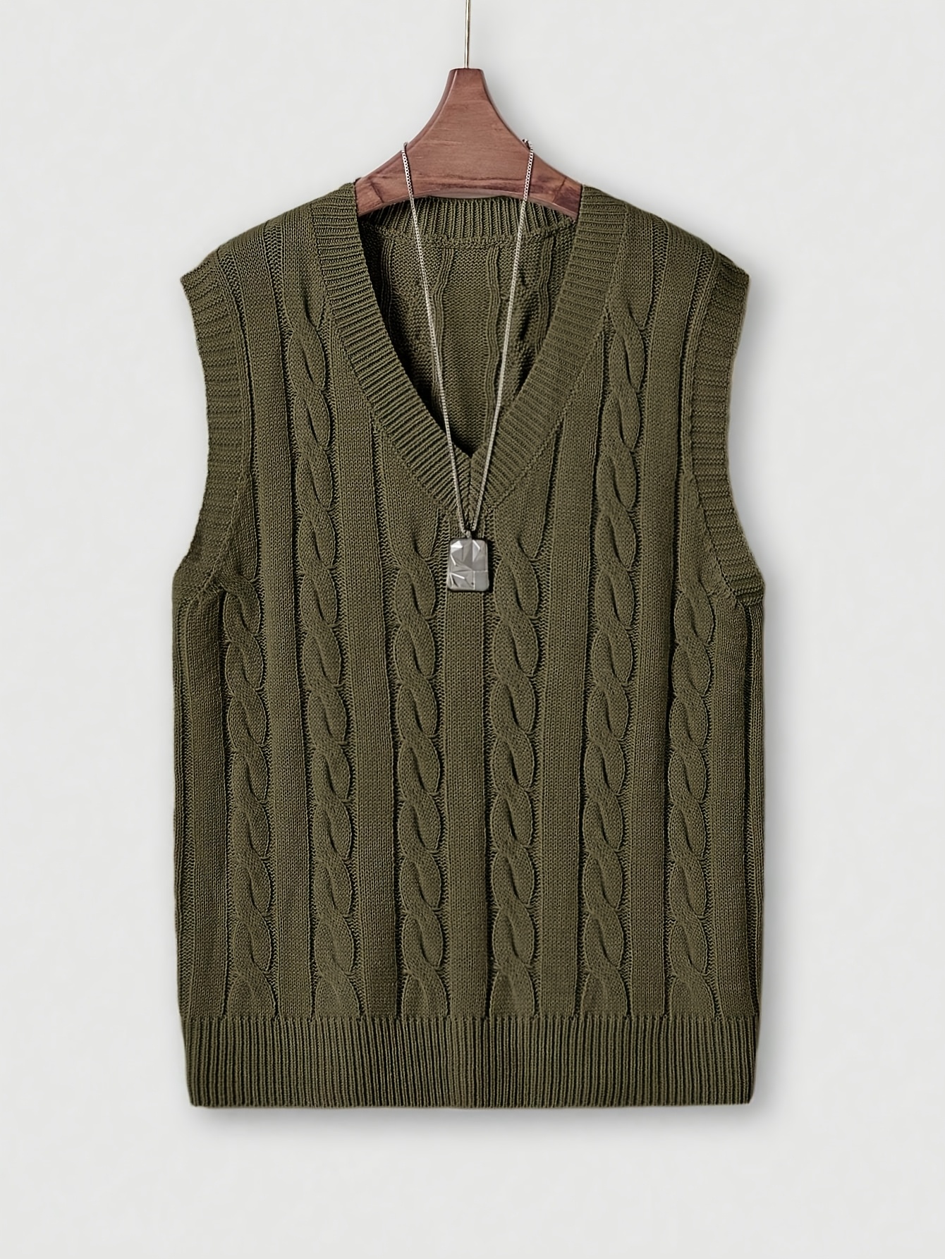 Suéter sin de cuello para hombre, color beige, cardigan de punto casual  con acanalada y transpirable para atuendos