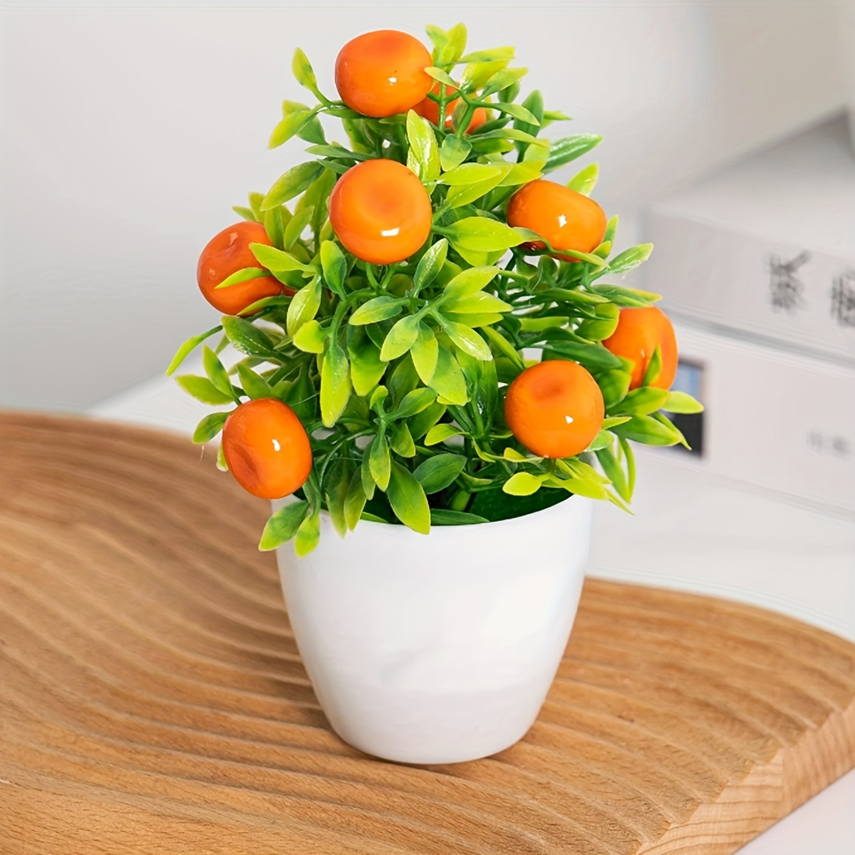 

1pc Artificial Orange With , Plastic Fake Mini Potted Plant, Housewarming Tabletop Decor