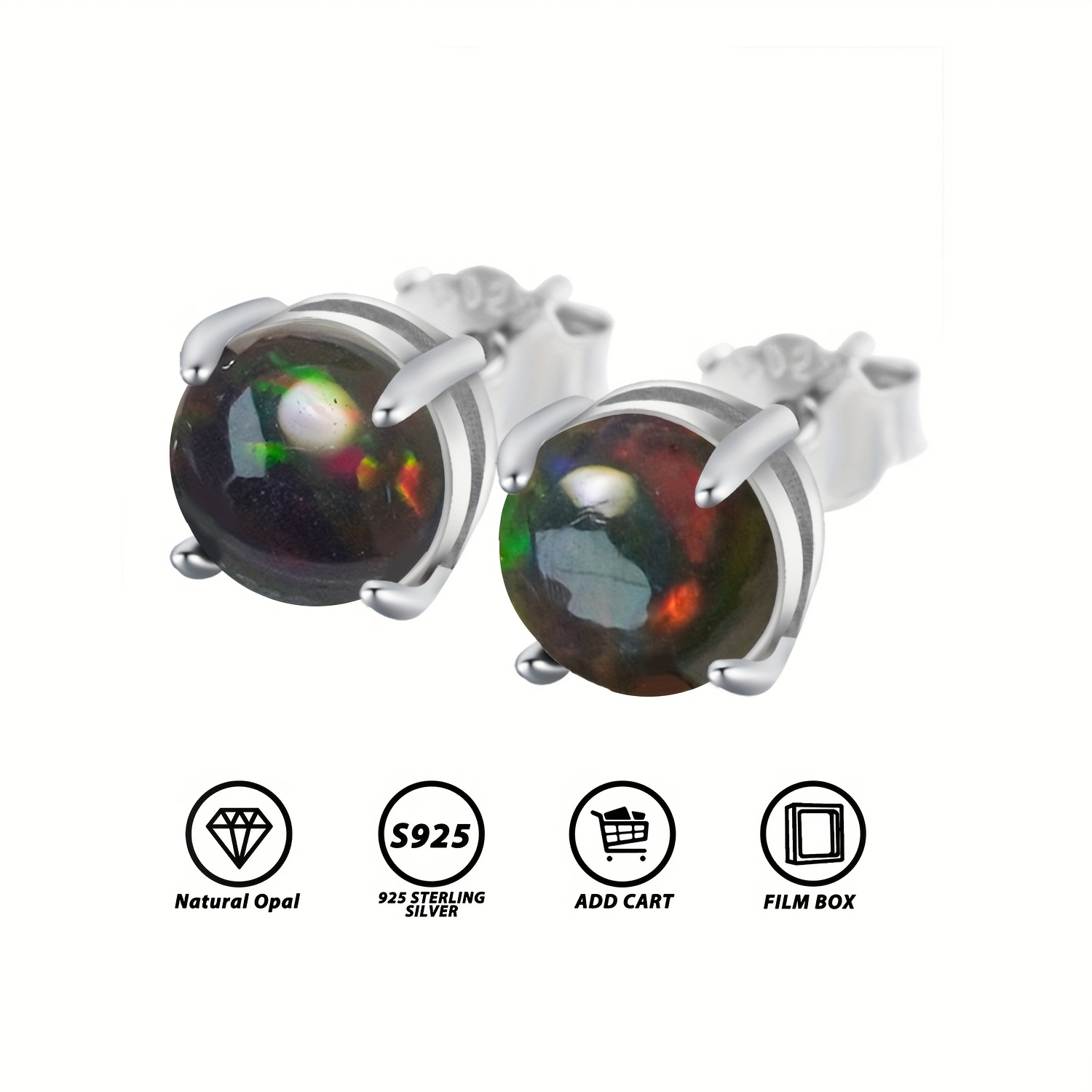 natural   s925 silver earrings 4 prong inlay 0 24 inch natural   october birthstone   everyday accessories Product details 5
