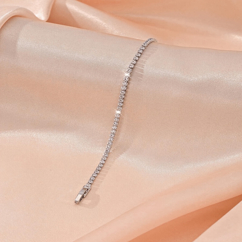 TEMU Bracelet élégant en de tennis avec cristal de pour femmes, tendance, facile à intégrer pour fiançailles, mariage, anniversaire, cadeau pour fête